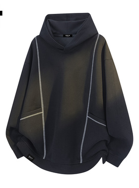 it :5cm/FIVECM黑色设计感连帽卫衣男2025秋冬季时尚外穿上衣宽松