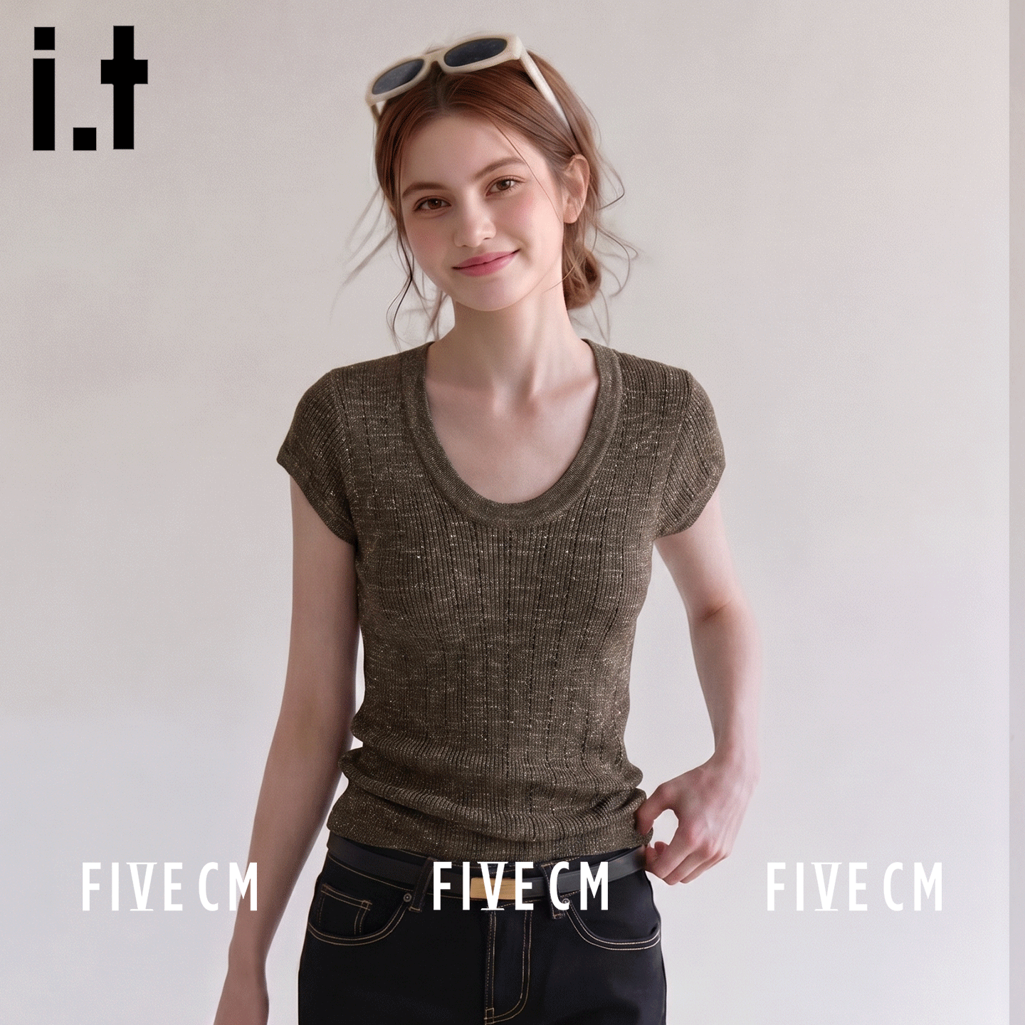 itFIVECM肌理感针织衫上衣女