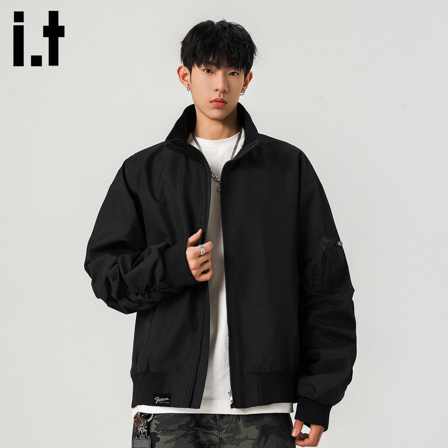 it :5cm/FIVECM美式复古潮流百搭夹克棉服男款廓形短款外套棒球服