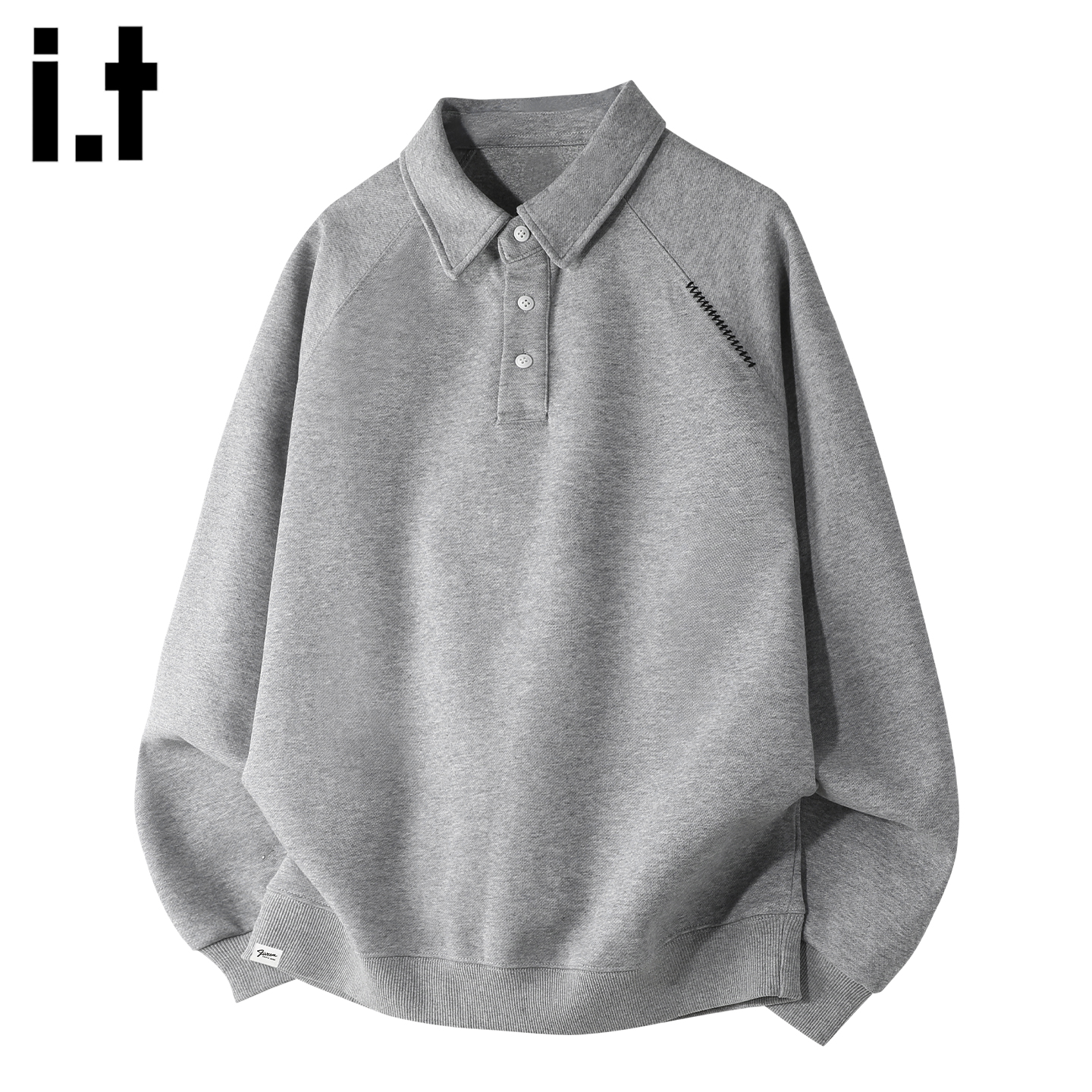 FIVEcm潮流polo领拼接卫衣