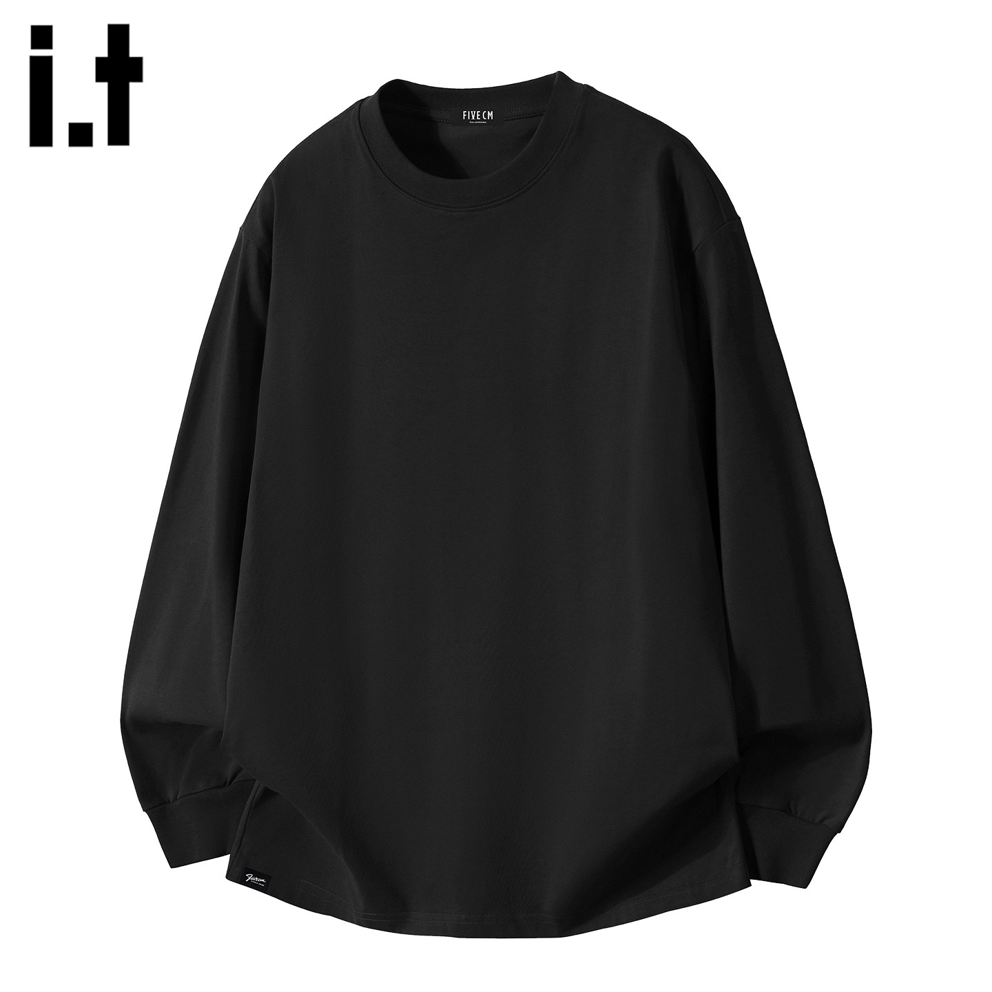 IT'S5cm黑色圆领长袖T恤