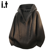 20251秋冬宽松休闲上衣 潮流连帽针织毛衣男款 5cm FIVECM时尚