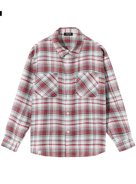 it :5cm/FIVECM红色格子长袖衬衫男款2025秋季宽松男式高级感上衣