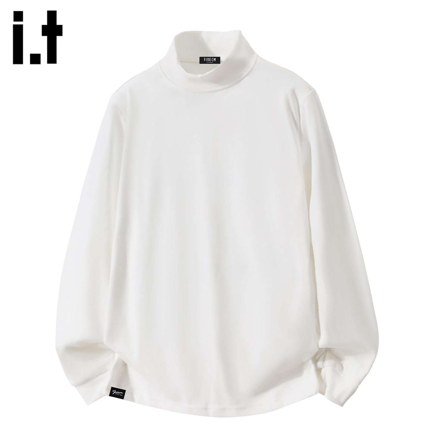 it :5cm/FIVECM白色半高领德绒打底衫长袖t恤男士2025冬内搭上衣