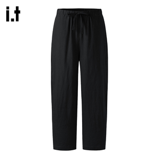 it :5cm/FIVECM老钱风复古亚麻休闲裤子春季微弯刀vintage直筒裤