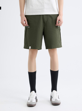 it :5cm/FIVECM时尚军绿色休闲裤短裤男款2025夏季短款宽松五分裤