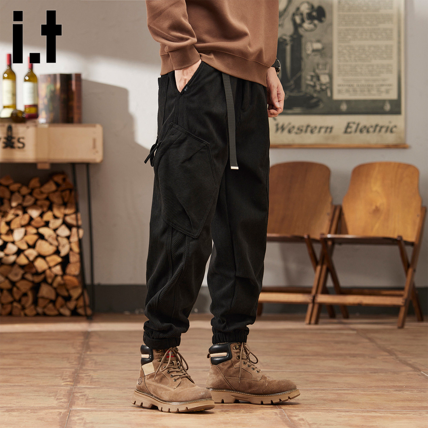 it :5cm/FIVECM美式垂感弯刀卫裤男女款宽松百搭休闲阔腿运动长裤