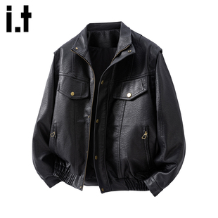 it :5cm/FIVECM潮流美拉德皮衣夹克男2025秋冬时尚复古机车风外套