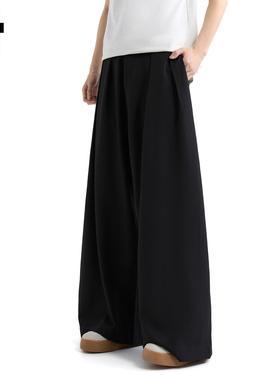 it :5cm/FIVECM褶皱黑色西装裤休闲阔腿裤男女款2025秋季宽松长裤