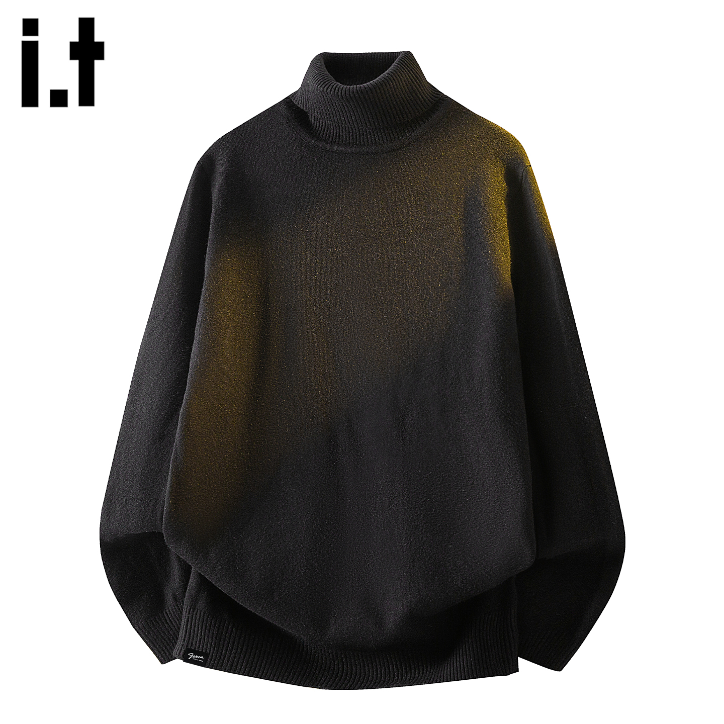 it5cm黑色高领针织卫衣