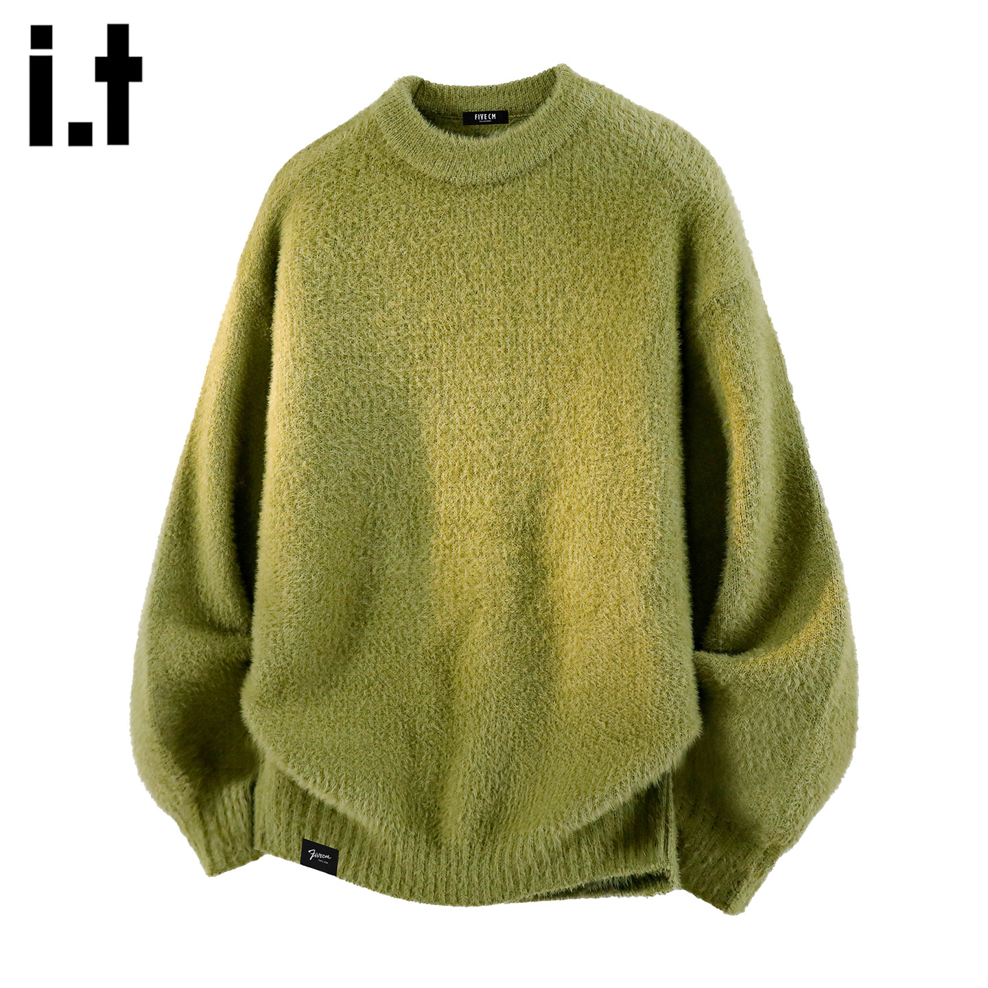 IT'S5cm绿色圆领套头毛衣