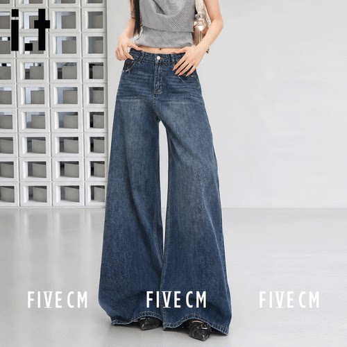 itFIVECM复古阔腿牛仔裤女