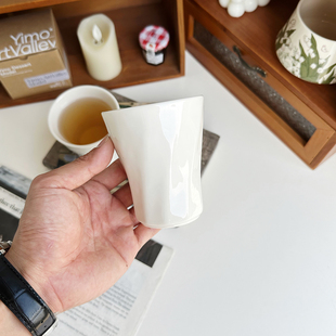 德化白瓷 日式极简陶瓷咖啡手握杯猪口200ml主人杯拉花拿铁猪油杯