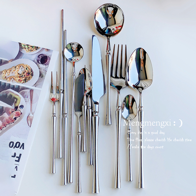 韩式304不锈钢西餐餐具小蛮腰牛排刀叉勺子水果叉蛋糕甜品勺筷子