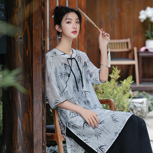 唐装女中国风高端上衣茶服禅意文艺中式女装茶艺服装佛系修行禅服