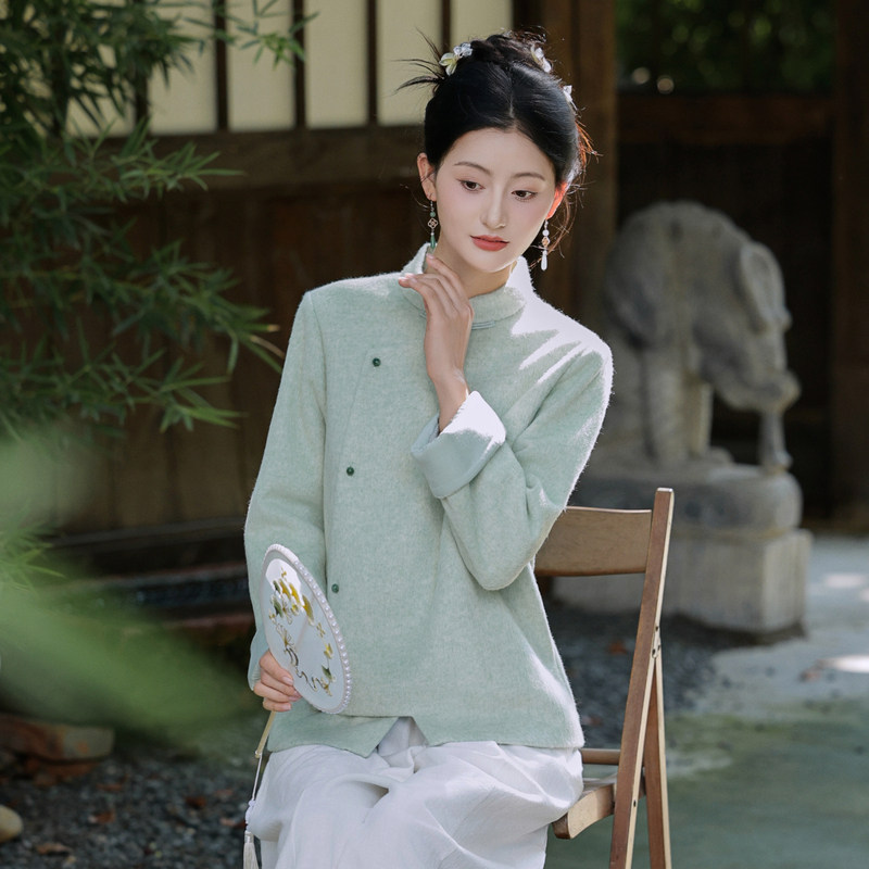 茶服女禅意文艺中国风佛系高端女装秋冬套装唐装上衣改良款潮时尚