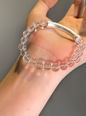 白水晶手串竹节手链女款轻奢小众精致高级感招财转运手饰