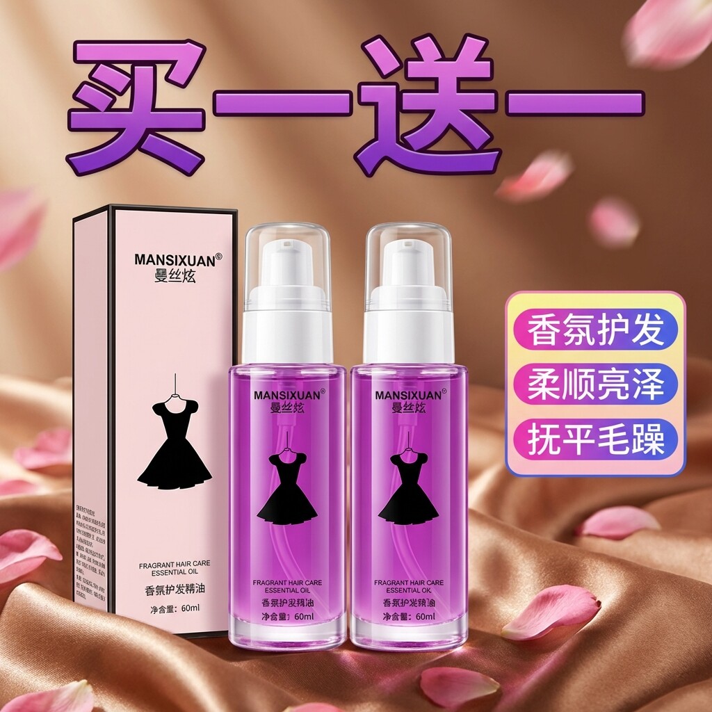 曼丝炫小黑裙香水护发精油抚平毛