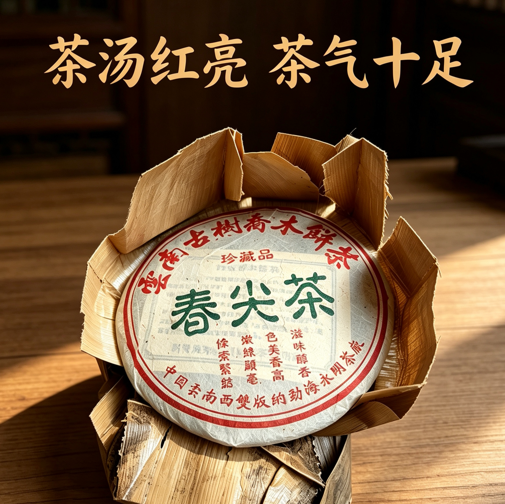 勐海古树乔木饼茶普洱茶生茶春尖茶珍藏品永明茶厂老生茶送礼收藏