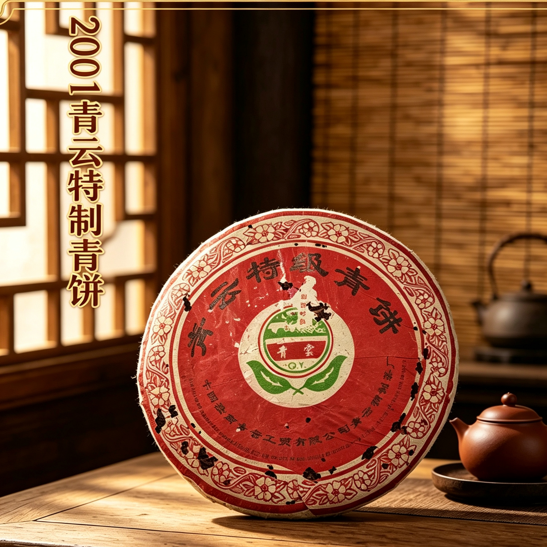 2001年青云特制青饼野生乔木茶饼茶普洱茶生茶老生茶送礼收藏珍藏