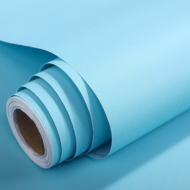 鲜蓝蓝色即时贴自粘幼儿园刻字机不干胶广告墙纸自粘纯色壁纸贴纸