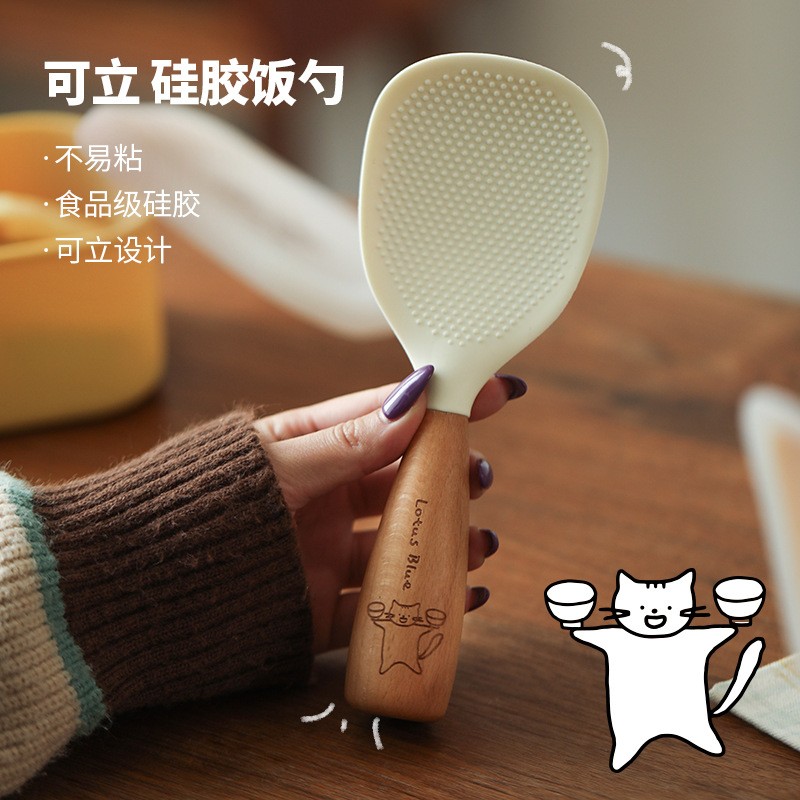 进口可立硅胶不粘饭勺食品级耐高温家用电饭煲专用盛饭勺饭铲子