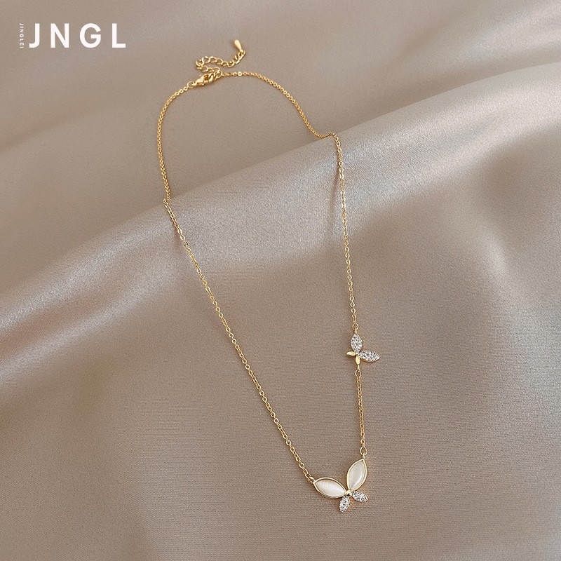 进口镶钻猫眼石蝴蝶项链女2021年新款潮轻奢小众锁骨链气质冷淡风