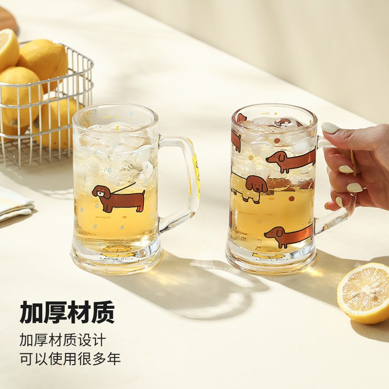 进口高颜值啤酒果汁冷饮玻璃水杯女生家用个人大容量高颜值杯子