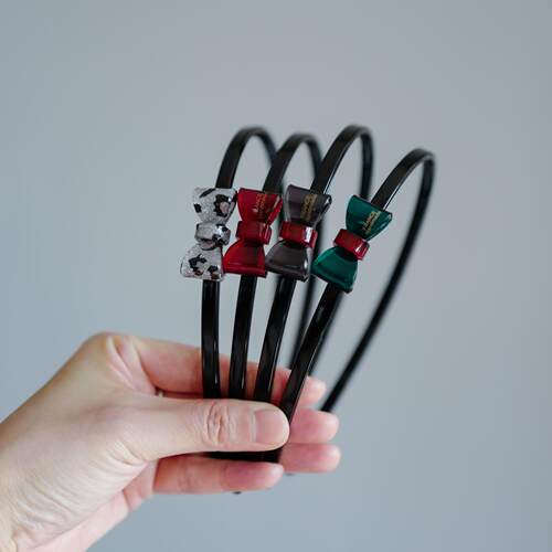 简约百搭豹纹小蝴蝶结儿童带齿头箍小学生有齿防滑碎发箍刘海压发