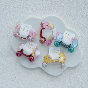 精致彩虹儿童双头发绳小女生绕绕头绳扎得紧橡皮筋发圈对扎皮套