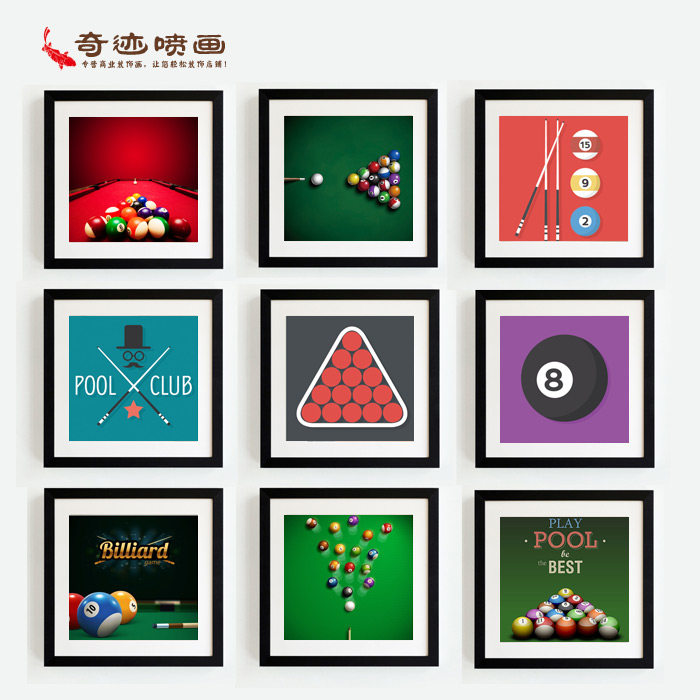 斯诺克台球室酒吧娱乐会所墙壁画