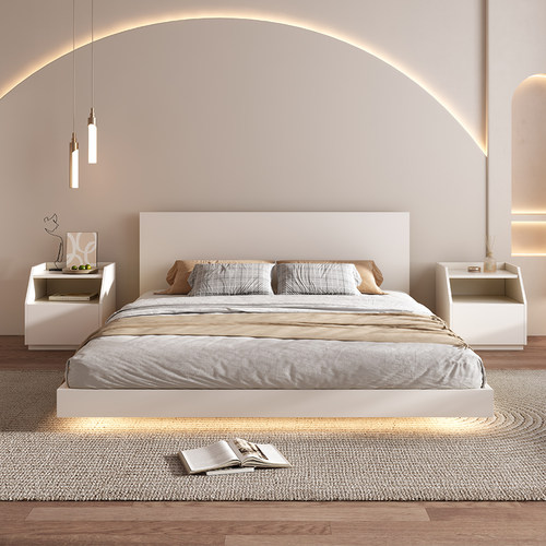 宜森缘双人简约现代侘寂风悬浮床