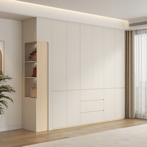 新款免拉手ENF级衣柜实木定制到顶分段式卧室家用现代简约大衣橱