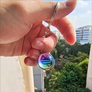 口袋妖怪mega挂件钥匙链双面玻璃球精灵宝可梦钥匙扣挂饰品