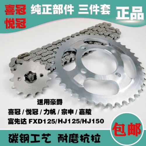 适用豪爵喜冠/悦冠HJ125-2/2A/150-2/FXD拱形摩托车套链链条牙盘