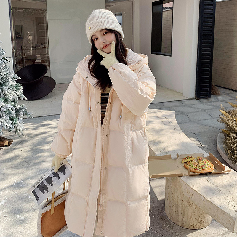 韩系羽绒服女中长款冬季新款学院风加厚小个子休闲白鸭绒保暖外套图片