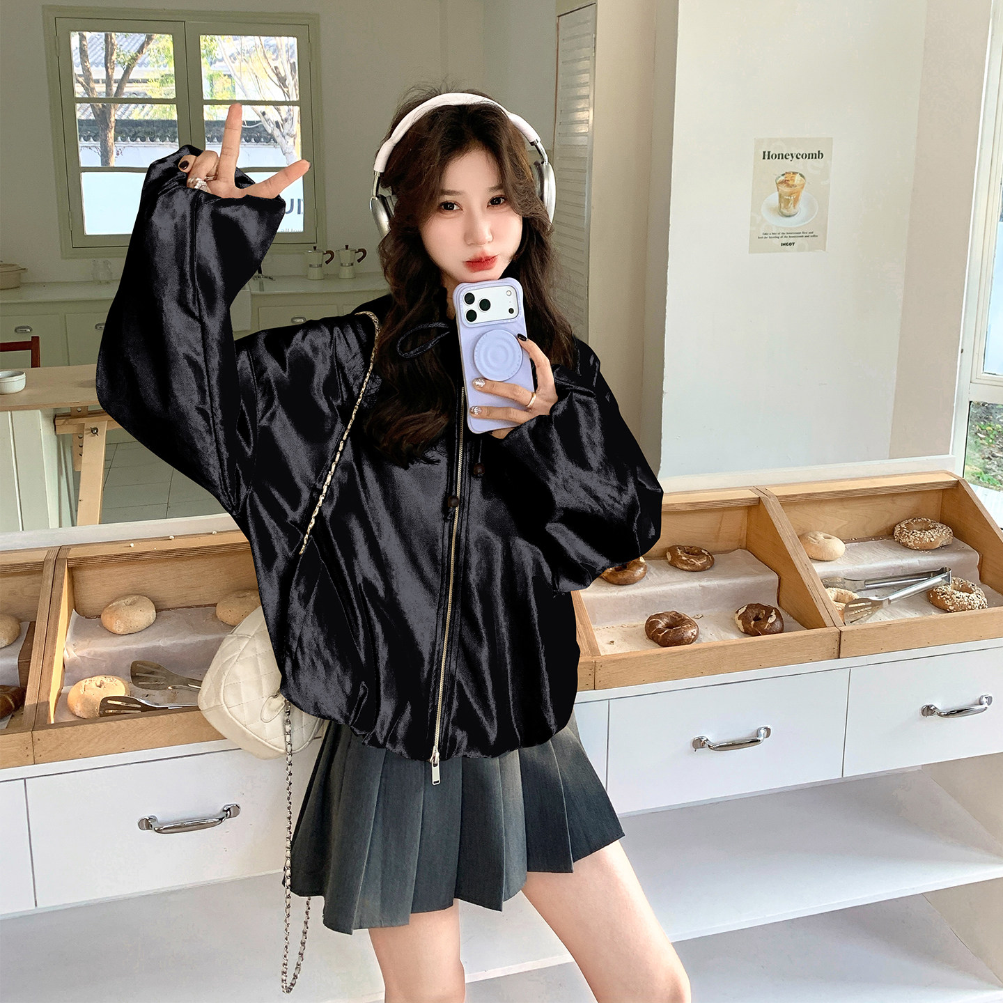 【有货】休闲绑带皮衣外套2D122-2803-P150控218,女装短外套,2D122