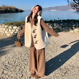 【档口有货】牛角扣皮毛一体毛衣3件套2D122-2780-P255控378，女装套装/套裙，2D122