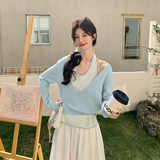 【有货】假两件针织+花苞裙2D122-2807-P185控298，女装套装/套裙，2D122