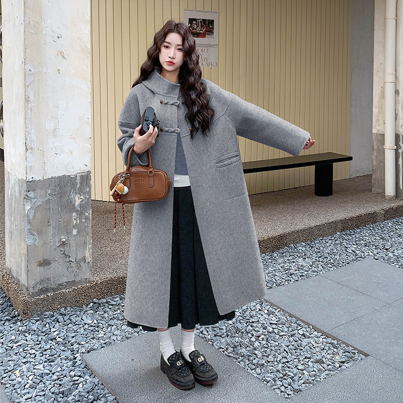 【档口有货】连帽风扣双面呢大衣2D122-2732-P285控408，女装毛呢外套，2D122