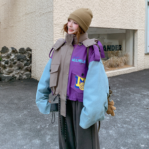 设计感牛仔拼接羽绒服女2025冬季新款洋气保暖加厚白鸭绒工装外套图片