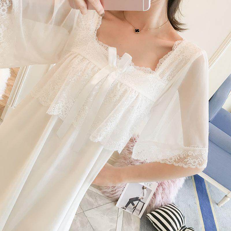 睡裙女夏季学生韩版可爱宽松夏蕾丝吊带睡衣女士性感公主风家居服