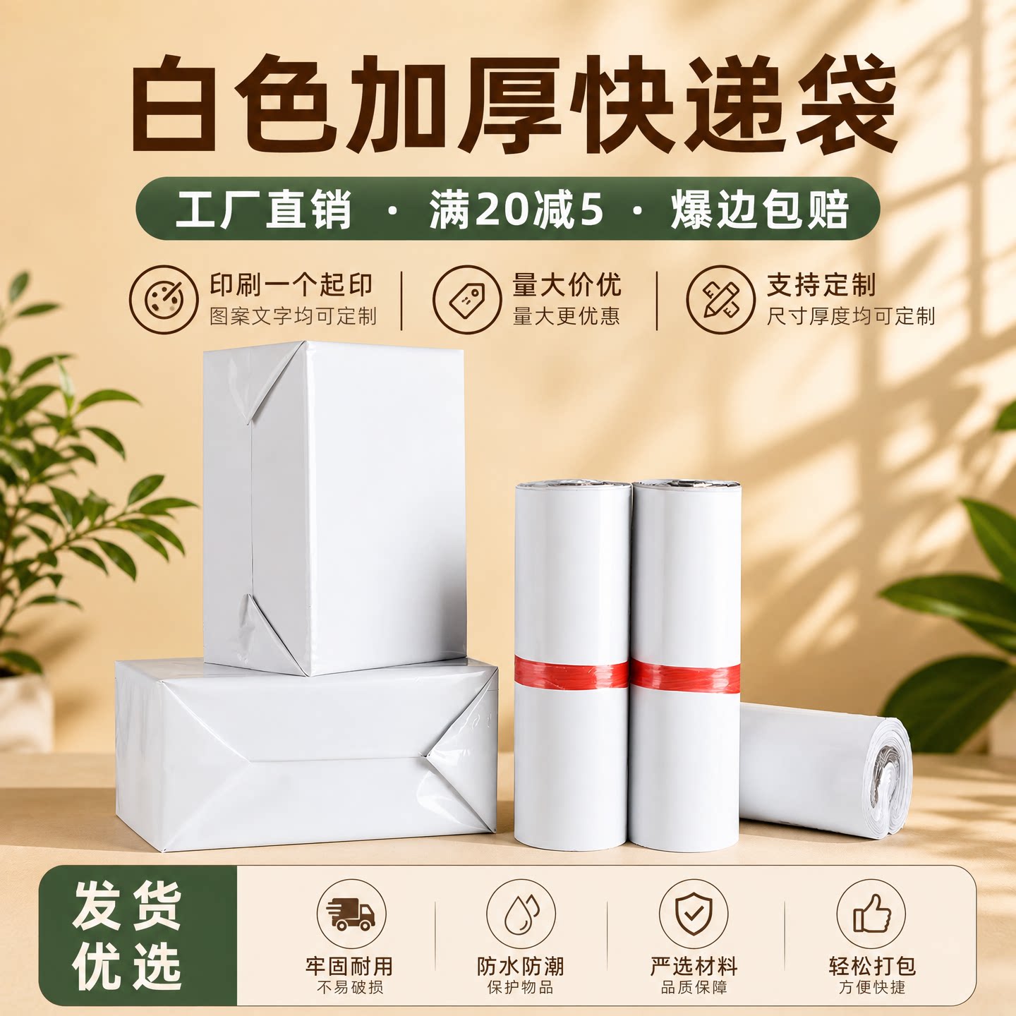 全新料白色加厚快递打包袋中通防水袋包裹袋包装袋邮政袋子快递袋