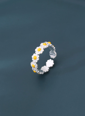 雏菊花朵戒指女夏季小清新森系