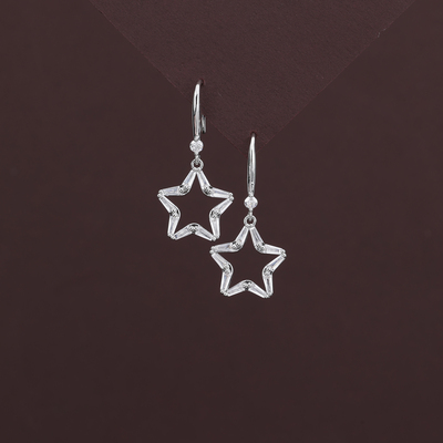 s925银针锆石星星耳钩女气质