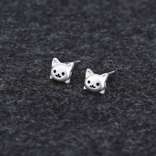 s925银针萌系猫咪耳钉女气质小巧可爱耳环小众耳饰2026年新款潮