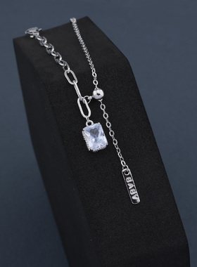 s925纯银方糖锆石手链时尚抽拉