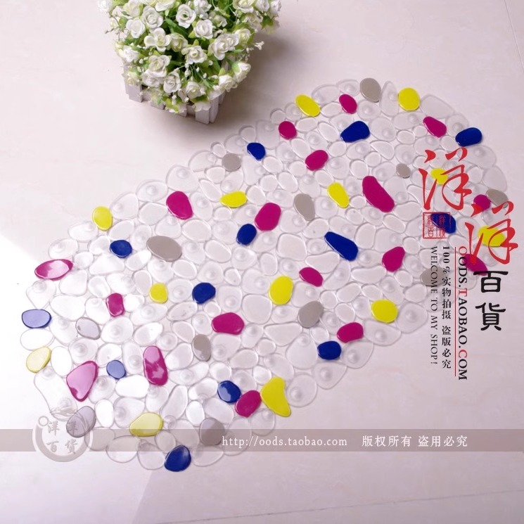 优质鹅卵石浴室防滑垫 PVC防滑地垫 多吸盘防滑垫  0.42