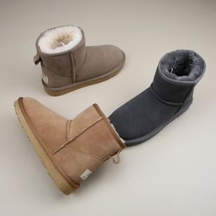 冬季短筒木扣雪地靴皮毛一体女加厚羊毛保暖桑坡村经典款雪地棉鞋