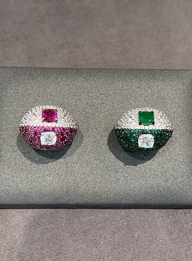 晚宴配饰925纯银拼色戒指女